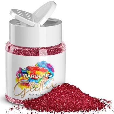 MARBLERS Twinkle Glitter [Crimson Pink] 1.5oz (42g) | Fine | Non-Toxic, Vegan, Cruelty-Free | Face, Body, Eyeshadow, Hair, Festival, Party Makeup | Nail Art, Polish | Resin, Tumbler, Slime, Craft