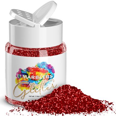 MARBLERS Twinkle Glitter [Santa Red] 1.5oz (42g) | Fine | Non-Toxic, Vegan, Cruelty-Free | Face, Body, Eyeshadow, Hair, Festival, Party Makeup | Nail Art, Polish | Resin, Tumbler, Slime, Craft