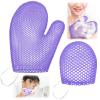Karenhi 2 Pcs Honeycomb Exfoliating Glove Set Exfoliating Bath Mitt Honeycomb Face and Body Scrubber Shower Mitt for Cleaning Body Shower Face Skin Beauty Spa, Quick Drying(Purple) view 1