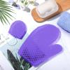 Karenhi 2 Pcs Honeycomb Exfoliating Glove Set Exfoliating Bath Mitt Honeycomb Face and Body Scrubber Shower Mitt for Cleaning Body Shower Face Skin Beauty Spa, Quick Drying(Purple) view 2