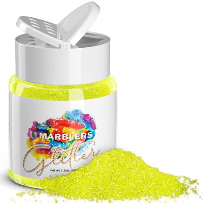 MARBLERS Holographic Glitter [Rainbow Yellow] 1.5oz (42g) | Fine | Non-Toxic, Vegan, Cruelty-Free | Face, Body, Eyeshadow, Hair, Festival, Party Makeup, Nail Art, Polish | Resin, Tumbler, Slime, Craft