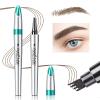Eyebrow Microblading Pen with 4 Point Brow Pen Lift & Snatch Microblading Long-Lasting Waterproof Natural Eyebrow Hair (Dark Brown) view 1