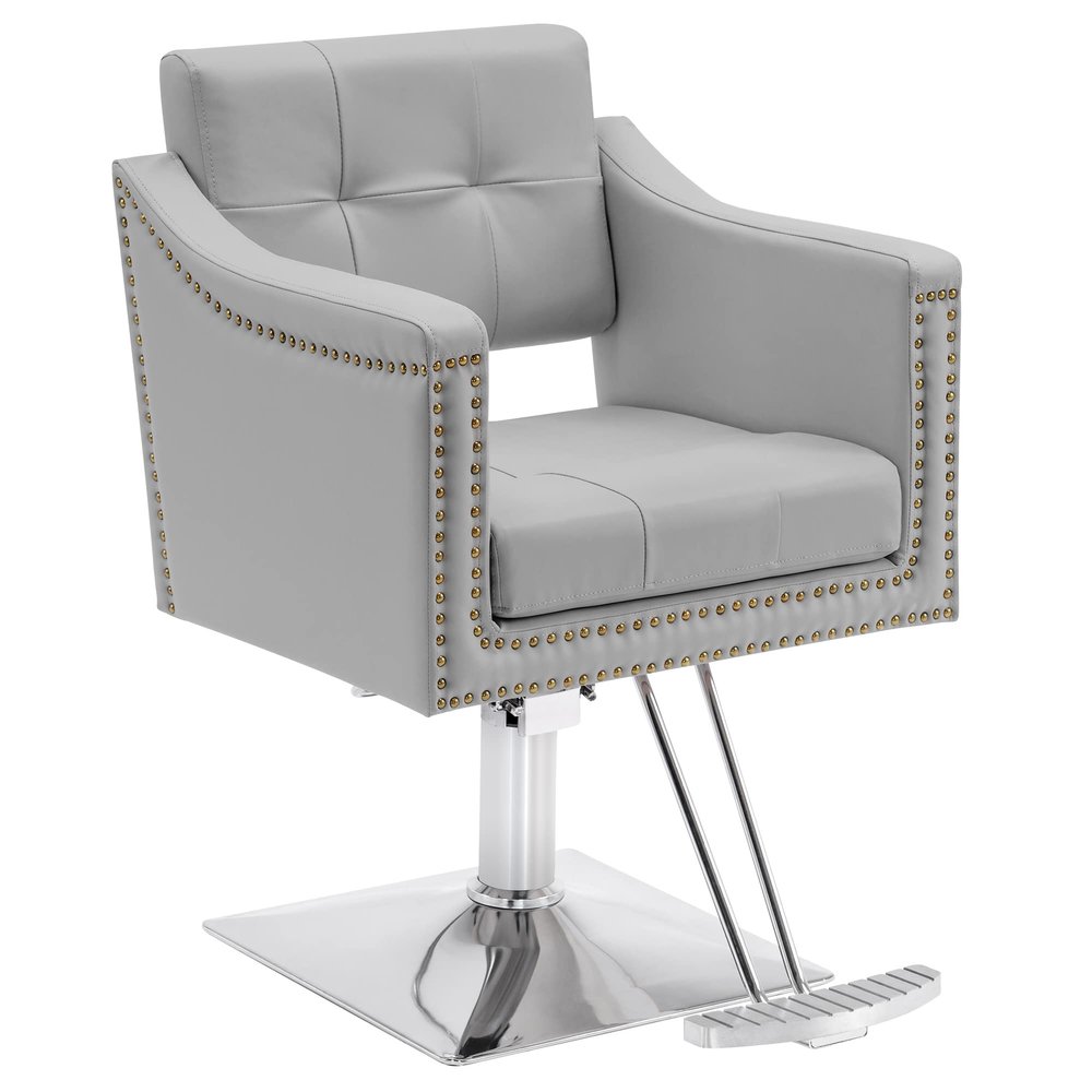 BarberPub Salon Chair for Hair Stylist Hydraulic Barber Styling Chair, Beauty Spa Equipment 8813 (6" Seat Height Adjustment) (Grey)