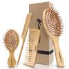 Combeter Bamboo Hair Brush and Comb Set (4PCS)  Natural & Eco-Friendly Detangler Comb for Women, Men & Kid, Reduces Frizz, Promotes Healthy Hair Growth  Wooden Paddle Brush with Scalp Massage view 1