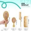 Combeter Bamboo Hair Brush and Comb Set (4PCS)  Natural & Eco-Friendly Detangler Comb for Women, Men & Kid, Reduces Frizz, Promotes Healthy Hair Growth  Wooden Paddle Brush with Scalp Massage view 4