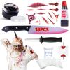 18Pcs Halloween Fake Knife Makeup Cosplay Costumes Accessories, 12in Halloween Plastic Fake Bloody Knife for Vampire Zombie Costume Face Body Paint Mardi Gras Easter Horror Party Carnival Makeup Props view 1