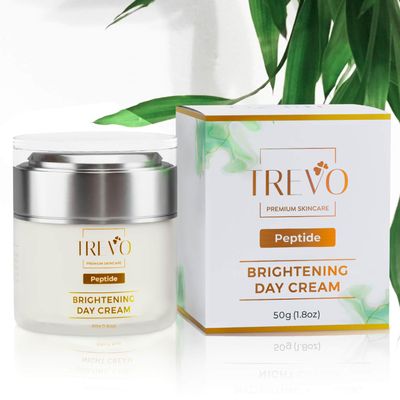 Trevo Peptide Brightening Day Cream - Advance Brightening & Anti Aging Moisturizer - Face Moisturizer with Natural Peptides, EAA & Tranexamic Acid - Fights Dullness & Dark Spots - 50g/ 1.8oz