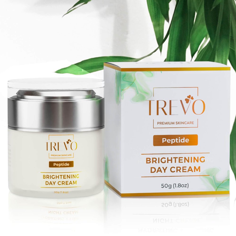 Trevo Peptide Brightening Day Cream - Advance Brightening & Anti Aging Moisturizer - Face Moisturizer with Natural Peptides, EAA & Tranexamic Acid - Fights Dullness & Dark Spots - 50g/ 1.8oz