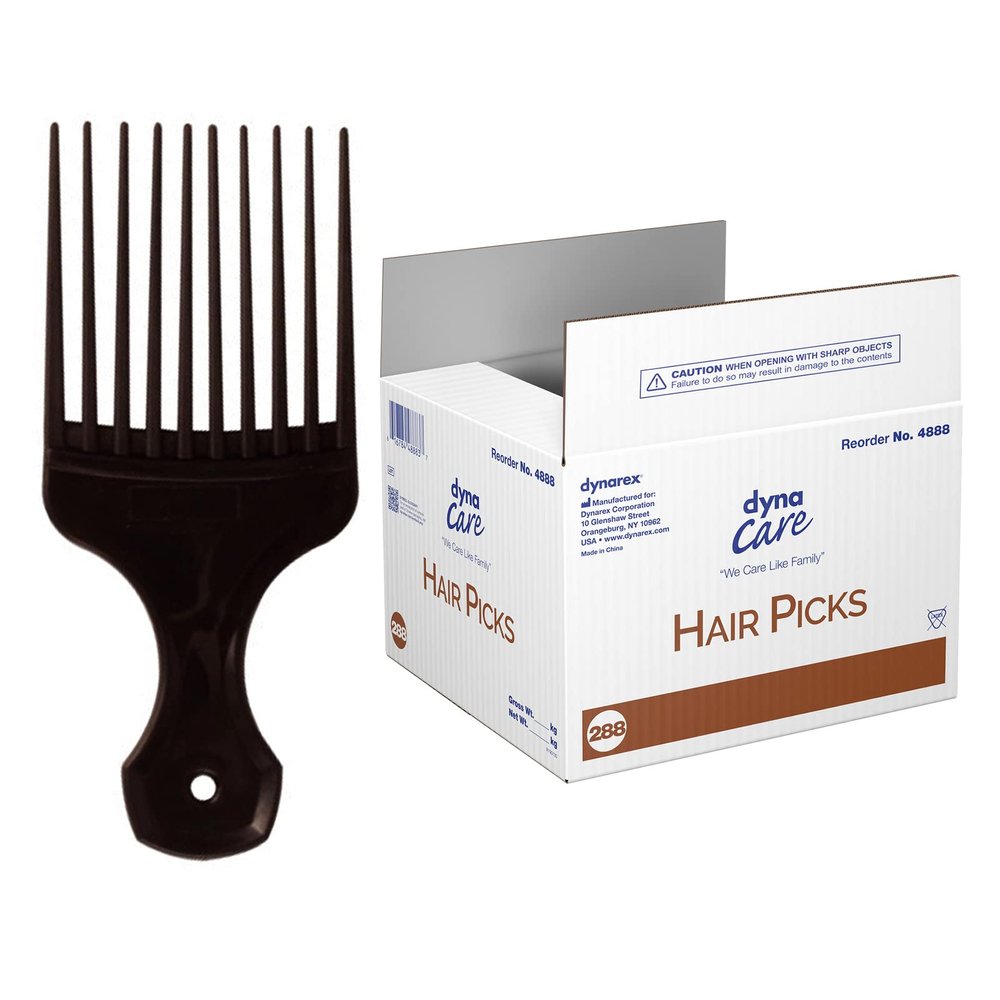 Dynarex Fine Toothed Hair Pick - Plastic Hair Pick with Fine & Extra Fine Teeth - Grooming Accessories for Straightening, Styling, Parting & Detangling - 1 Case of 288 Hair Picks