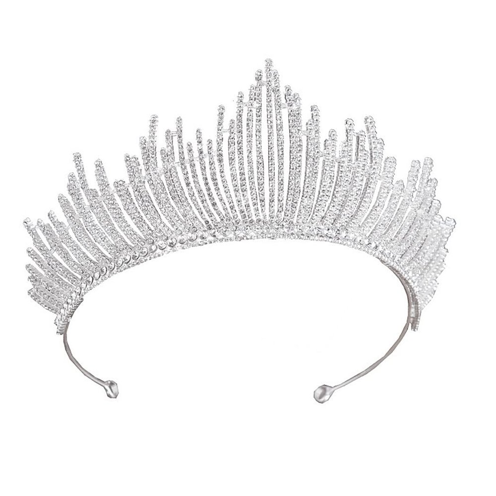 Baroque Rhinestone Queen Crown, Sinide Wedding Crown for Bride Princess Tiara for Women Silver Crown Princess Crystal Headband Tiaras for Girls Wedding Halloween Faire Costume Birthday Hair