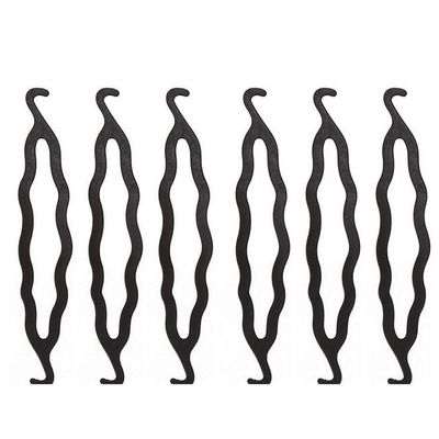 Erioctry 6Pcs Hair Styling Tool: Black Plastic Bun Curlers, Donut Hair Twist Holders, Magic Roll Braid Makers for Women and Girls' Hair Design