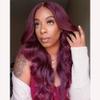 13x4 99J Body Wave Lace Front wig Human Hair Wig HD Transparent Lace Frontal Wig Pre Plucked Brazilian Remy Hair Glueless Wigs for Black Women 150% Density with Baby Hair Natural Hairline 22inch view 2