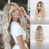 TNXZ Hair Replacement Wigs Deep Wave Frontal Wig Wigs for Women Long Wavy Gold Wig Heat Resistant Hair for Girls Daily Party Use,Gold view 1