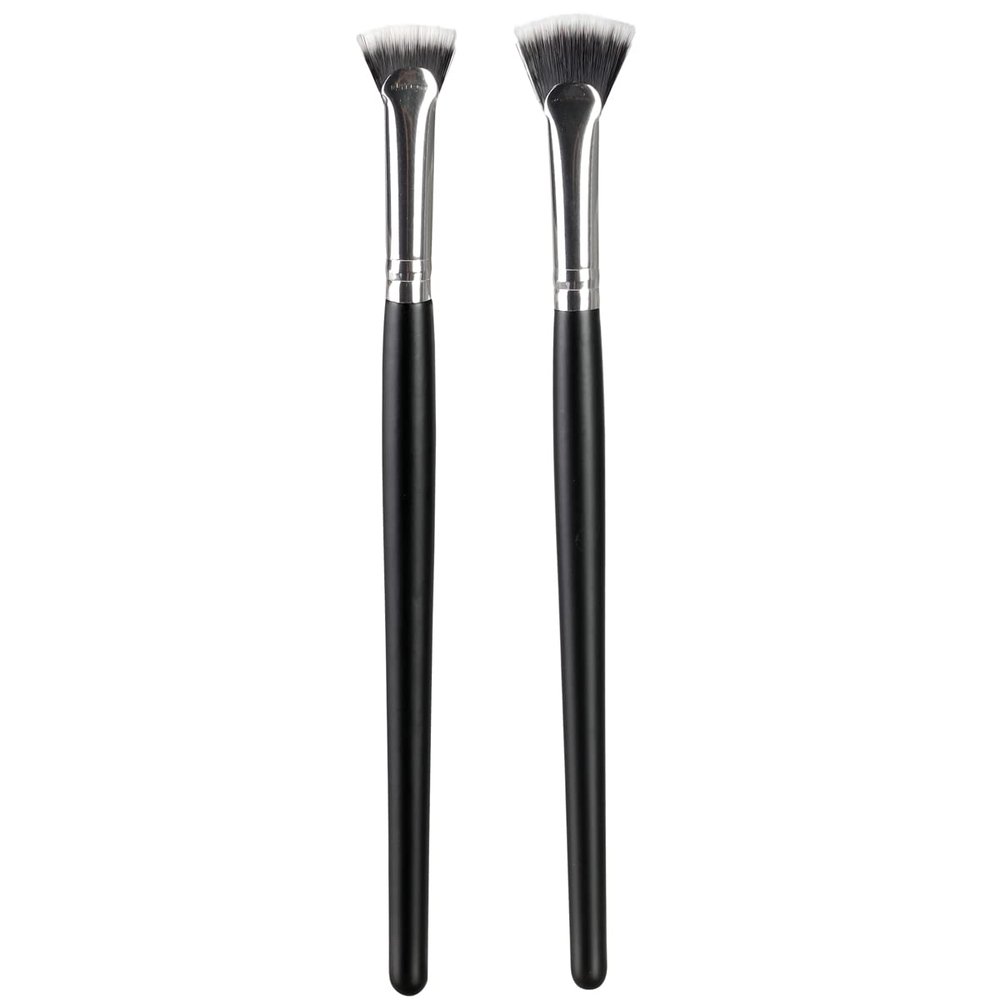 TEONEI Fan Mascara Brushes Eyelash & Eyebrow Brush Makeup Tools - Eye Lashes & Shadow Brush, 2Pcs (Wooden Handle)