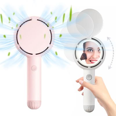 NORMIA RITA 3-in-1 Mini Handheld Fan with Mirror for Makeup, Portable Makeup Fan USB Rechargeable Personal Cooling Fan Mini Eyelash Fan with Mirror and Fill Light, for Women Girls Travel Office