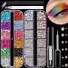 Flat Back Rhinestone Kits Colorful Rhinestones+Crystal AB&Transparent White Face Gems Nail Gem with Quick Dry Makeup Glue+Picker Pencil+Tweezer for Bedazzling Face Makeup and Nail Art view 1