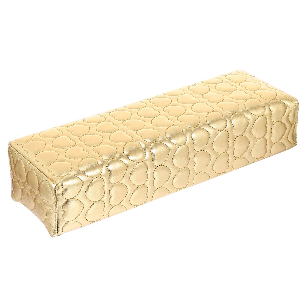 Uonlytech Nail Art Hand Pillow, Nail Armrest Cushion Nail Arm Rest Cushion Waterproof Manicure Hand Rest Pillow for Nails Art Salon Home Use, Gold
