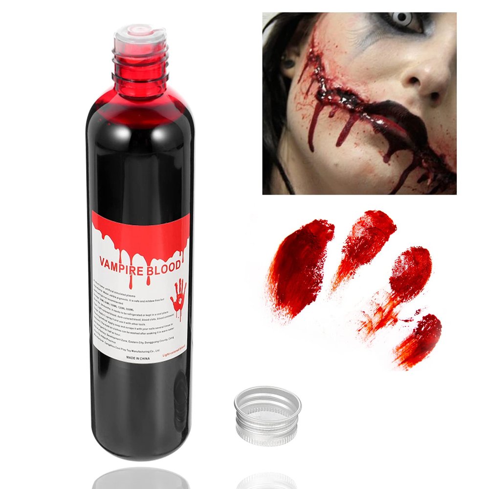 BKPPLZP Fake Blood Washable Makeup,2.1oz(60ML) Halloween Fake Liquid Blood for Zombie Bride,Clothes,Monster SFX Scary Clown and Vampire Makeup & Monster Dress Up Cosplay,1 Pack