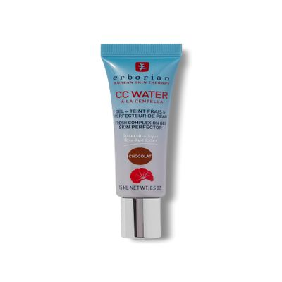 Erborian CC Water with Hyaluronic Acid, Chocolate - Ultra-Light Aqua Gel Color Corrector with Centella Asiatica & Hyaluronic Acid - Plump, Softer & Hydrated Skin - Korean Skincare Perfector - 0.5 Oz
