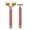 2-IN-1 Beauty Bar 24k Golden Pulse Facial Face Massager, Electric 3D Roller and T Shape Arm Eye Nose Head Massager Facial Roller Massager Kit Skin Care Tools view 1