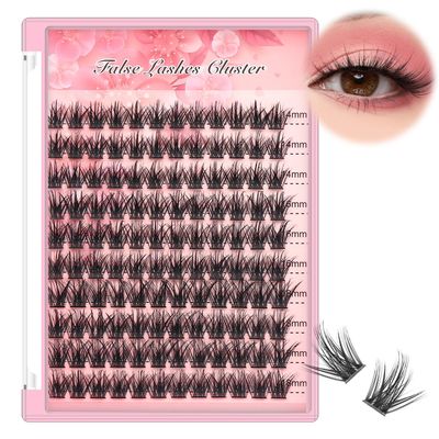 Bodermincer 10-12-14-16mm Mix/14-16-18mm Mix D Curl DIY Clusters Eyelash Extension Dovetail Segmented Lashes 120 Volume Natural Segmented Eyelashes Bundles at Home (14-16-18mm Mix)
