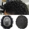 Afro Kinky Curly Toupee For Black Men Kinky Hair Weave for Men 8x10 Full Poly PU Thin Skin Mens Curly HairPiece Human Hair Replacement Toupee System For African American Natural Black (AFRO WAVE :10MM, #1 JET BLACK) view 1