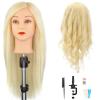 JMHAIR Blonde Mannequin Head with 80% Real Human Hair,28-30inches Long Hair Hairdresser Practice Training Head ,Manikin Cosmetology Makeup Manican Doll Head for Display Braiding Styling Curling view 1