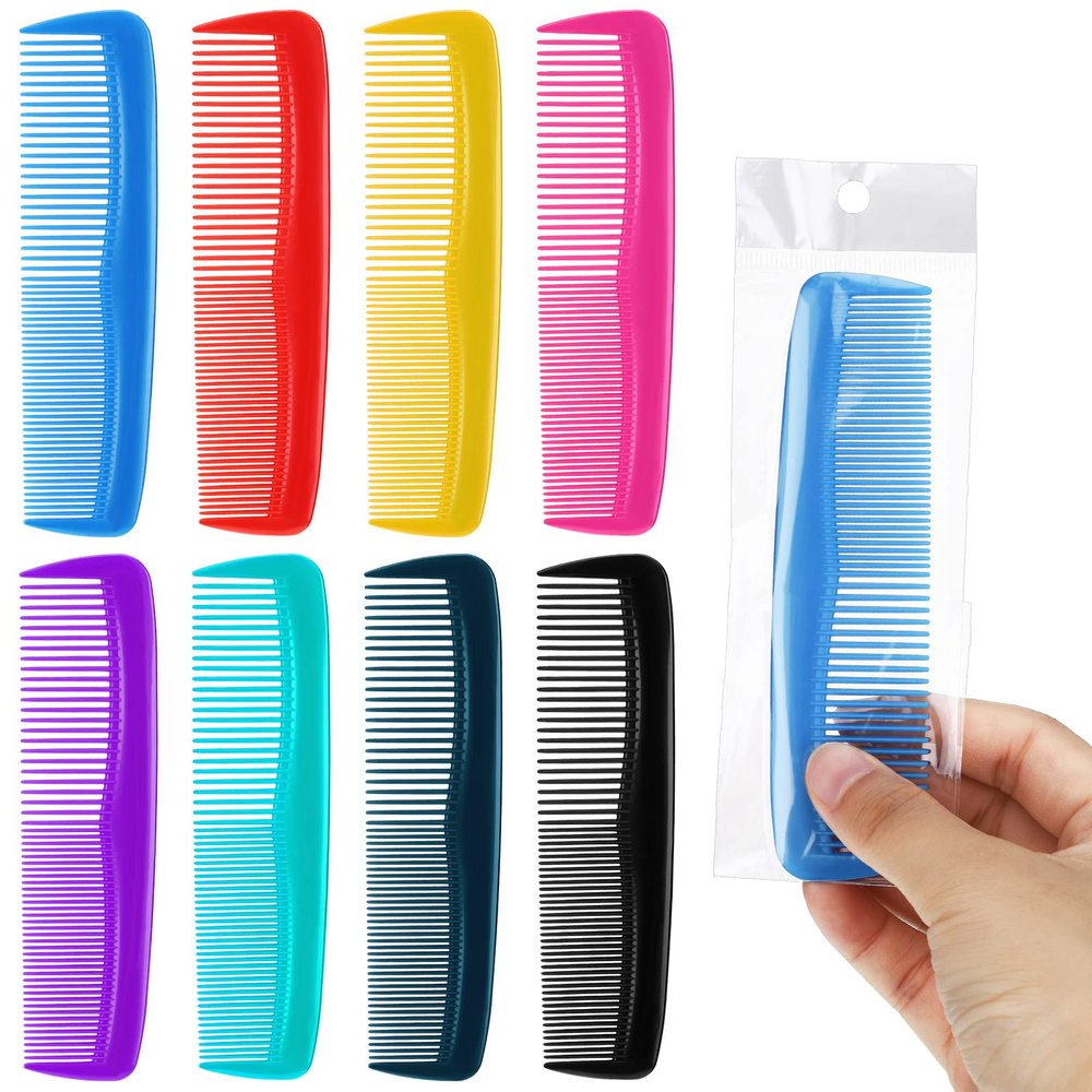 Vesici 100 Packs Combs Bulk Individually Wrapped Multicolor Disposable Travel Comb Bulk Hair for Hotel Small Combs Homeless Shelter Church(Multicolor)