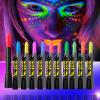 12 Colors Glow In The UV Black Light Face & Body Paint, Black Light Glow Body Paint Makeup Fluorescent Neon Face Painting Crayons Kit for Halloween Costume Holiday Masquerades Club Makeup view 1