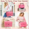 Deciniee Large Pink Makeup Nail Polish Organizer Bag, 4 Tier Professional Makeup Case, Waterproof Nylon, Travel/On-the-go Makeup Storage view 2