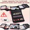 Deciniee Large Pink Makeup Nail Polish Organizer Bag, 4 Tier Professional Makeup Case, Waterproof Nylon, Travel/On-the-go Makeup Storage view 4