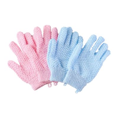 Exfoliating Bath Shower Gloves for Men Women 2 Pairs for Shower, Spa, Massage and Body Scrubs, Dead Skin Cell Remover (with Attached Hanging Loop)
