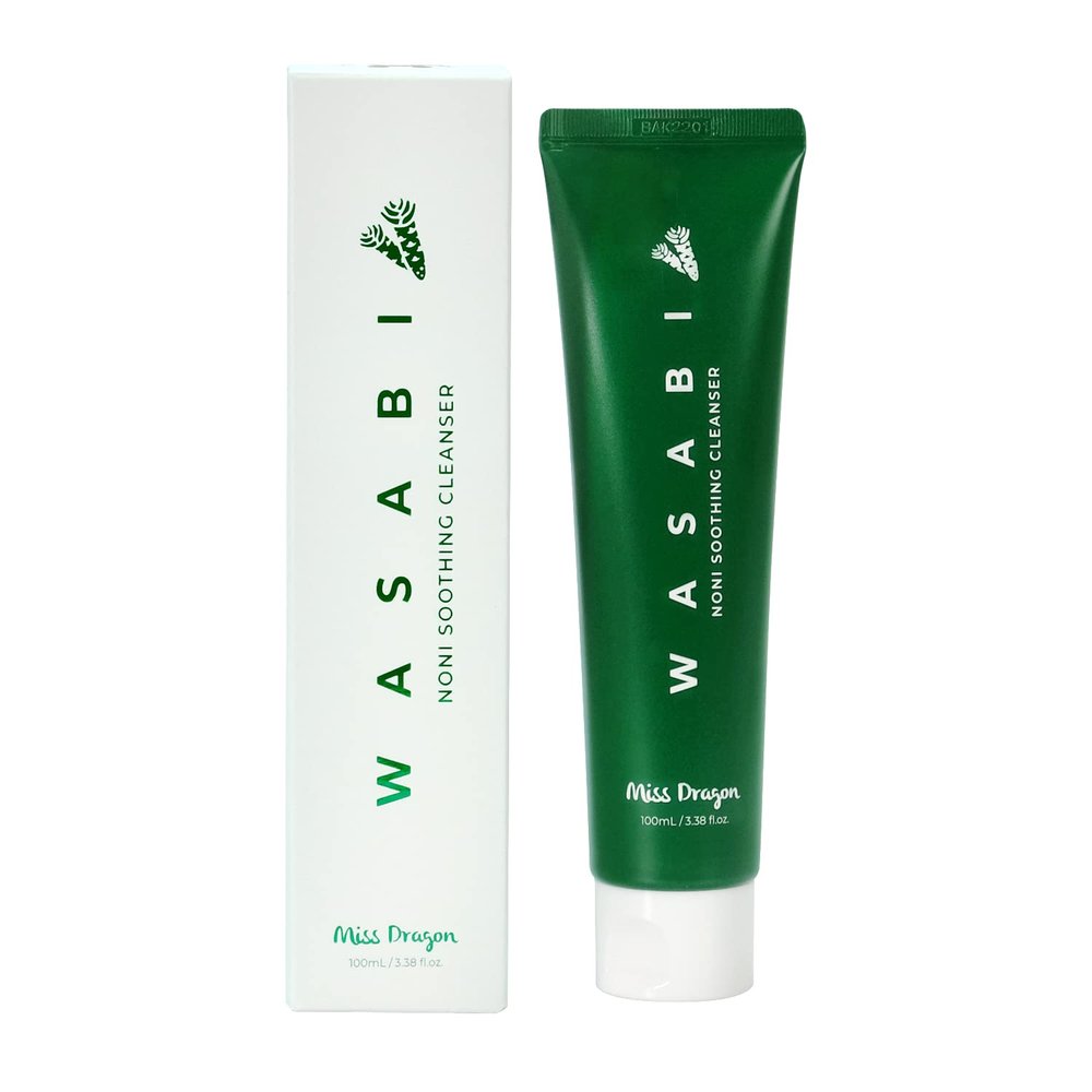 miss dragon Wasabi Noni Soothing Cleanser (3.38 fl.oz.)  Vegan, Mildly Acidic pH 5.5 Deep Cleanser for Sensitive and Acne-Prone Skin with Gentle Daily Exfoliation