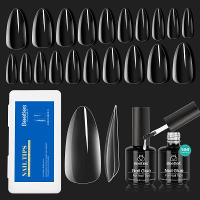 Beetles Gel Nail Tips Almond Medium Shape Summer Nails and Gel Polish 5 in 1 Nail Glue