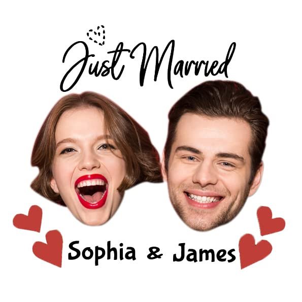 Personalized Just Married Temporary Tattoo Fake Tattoos for Groom Bride - Custom Funny Face Tattoos Adult- Wedding Anniversary Bachelorette Party Supplies Decorations Gifts