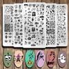 7pcs Star Moon Halloween Design Stamping Plates Nail Art Kit Starry Galaxy Night Sky Large Nail Stamp Templates Skull Ghost Witch Pumpkin Nail Stamper Plate Heart Sun Spider Bat Printing Nail Stencils view 3