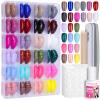 FANDAMEI Press on Nails Medium Length, 24 Pack 576PCS Glossy Medium Coffin Fake Nails Full Cover, Acrylic Short Ballerina False Nail tips with Nail Glue, Nail Adhesive Tabs, Nail File for Nail Art DIY view 1