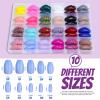 FANDAMEI Press on Nails Medium Length, 24 Pack 576PCS Glossy Medium Coffin Fake Nails Full Cover, Acrylic Short Ballerina False Nail tips with Nail Glue, Nail Adhesive Tabs, Nail File for Nail Art DIY view 2