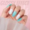 FANDAMEI Press on Nails Medium Length, 24 Pack 576PCS Glossy Medium Coffin Fake Nails Full Cover, Acrylic Short Ballerina False Nail tips with Nail Glue, Nail Adhesive Tabs, Nail File for Nail Art DIY view 3