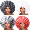 VEABEST jumbo eatra large shower cap for women reusable waterproof, 2 Packs adjustable shower cap bath hair cap for women thick, long hair, locs, braids (Black White Grey Red) view 1