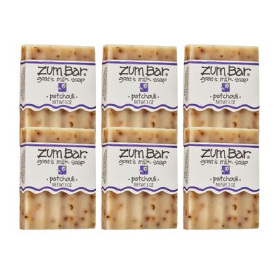 Zum Indigo Wild Goat's Milk Soap Bar - Bar Soap for Hands & Body Made with Essential Oils - 3 oz - Patchouli (6 Pack)