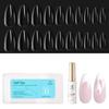 beetles Gel Polish Swirl Nail Art Gel Liner - 1 pcs 7ml Classic White Color and Gel Nail Tips Kit 500Pcs Clear Full Cover Medium Almond Pre view 1