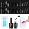 beetles Gel Polish 2 in 1 Nail Glue Base Gel and No Wipe Top Coat Kit,and Gel Nail Tips Kit 500Pcs,and Mini Nail LED Lamp view 1