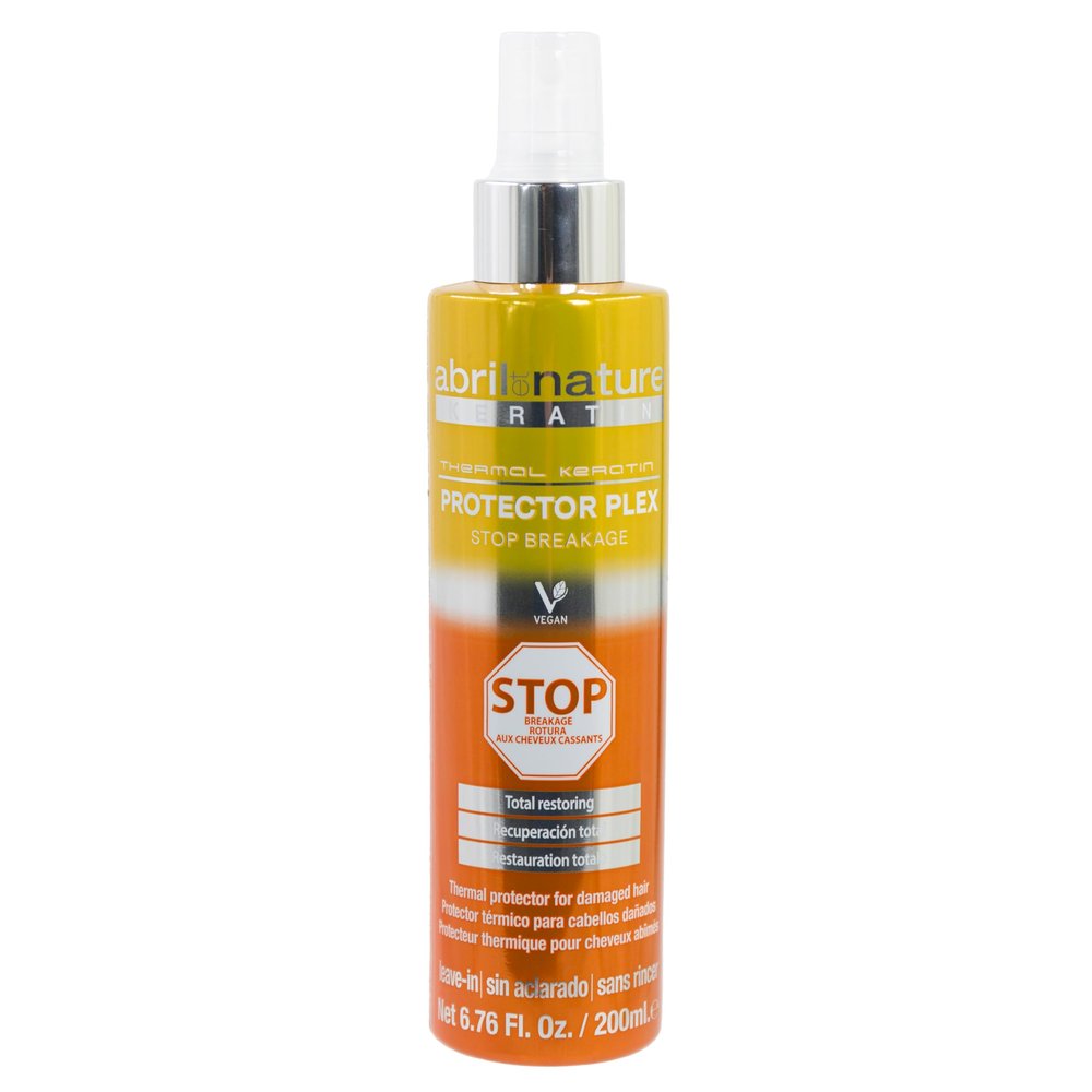 abril et nature - Plex Thermal Protector, STOP Breakage - Ideal for Dry and/or Damaged Hair - Protects Hair from Straighteners and Hair Dryers - With Keratin - 200 ml