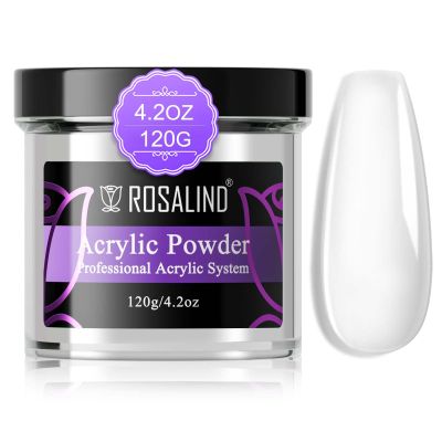 ROSALIND 120g/4.23oz Clear Acrylic Nail Powder for Professional Extension - Polymer Powder for French Nail Carving, No Lamp Needed