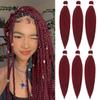 Burgundy Braiding Hair Pre Stretched Wine Red EZ Braiding Hair Yaki Texture 6Pcs/Lot 26 Inches Hot Water Setting Professional Synthetic Braids for Crochet Hair Extensions(#900) view 1