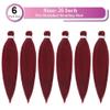 Burgundy Braiding Hair Pre Stretched Wine Red EZ Braiding Hair Yaki Texture 6Pcs/Lot 26 Inches Hot Water Setting Professional Synthetic Braids for Crochet Hair Extensions(#900) view 2
