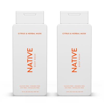 Native Body Wash Contains Naturally Derived Ingredients | For Women & Men, Sulfate, Paraben, & Dye Free Leaving Skin Soft and Hydrated | Citrus & Herbal Musk 18 oz - 2 Pk