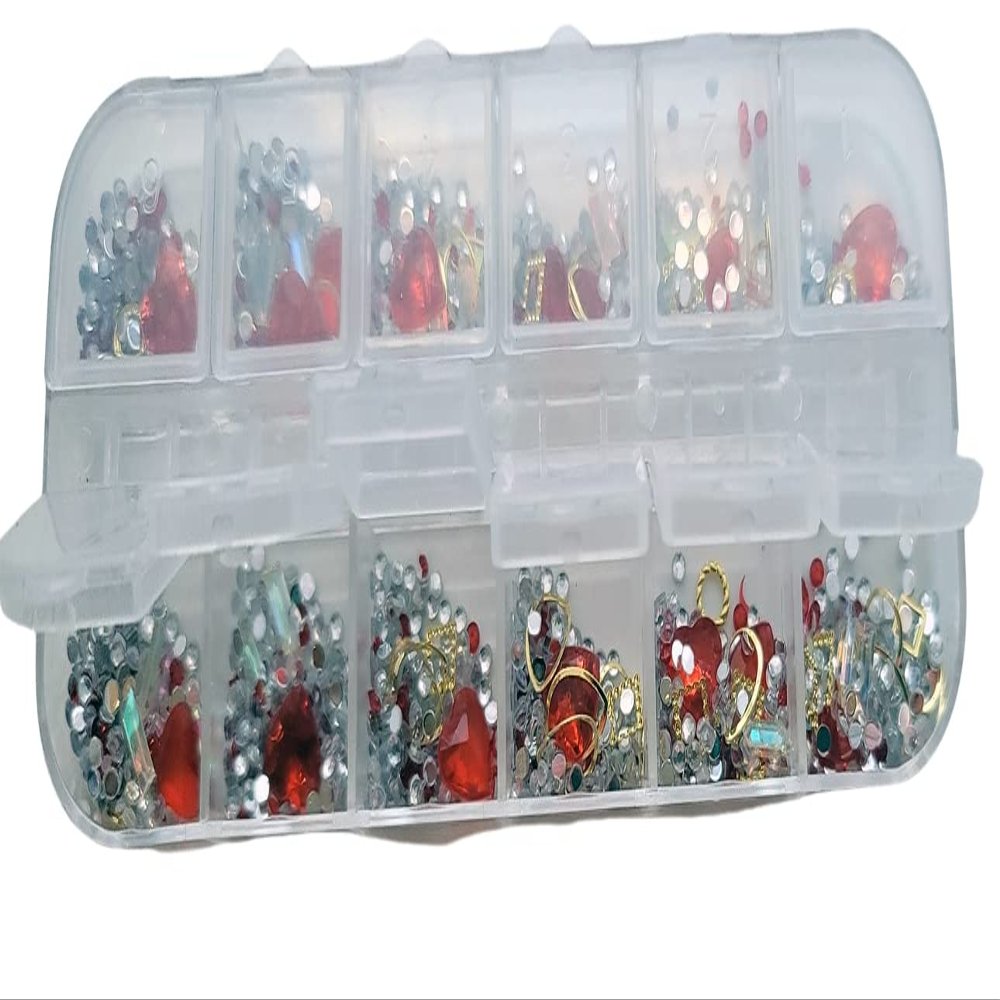 Nail Art Rhinestones Roses Shapes - Turquoise - Silver - Gold (Red - Heart)