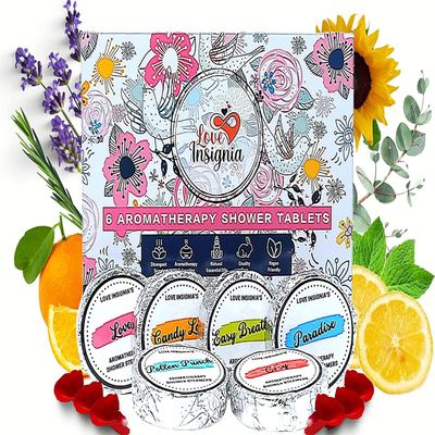 Love Insignia Luxury Shower Steamers Aromatherapy - Pack of 6 Shower Bombs with Variety of Essential Oils, Personal Care & Relaxing Shower Steamers Aromatherapy Stress Relief Gift Set for Men & Women